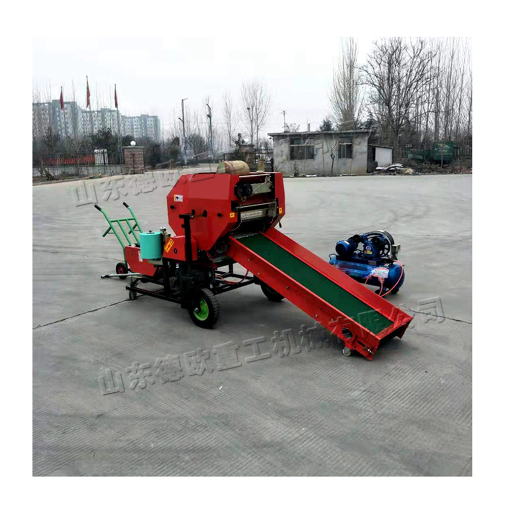 自动饲料打捆设备 小型青贮草料扎捆机 玉米秸秆打捆包膜一体机