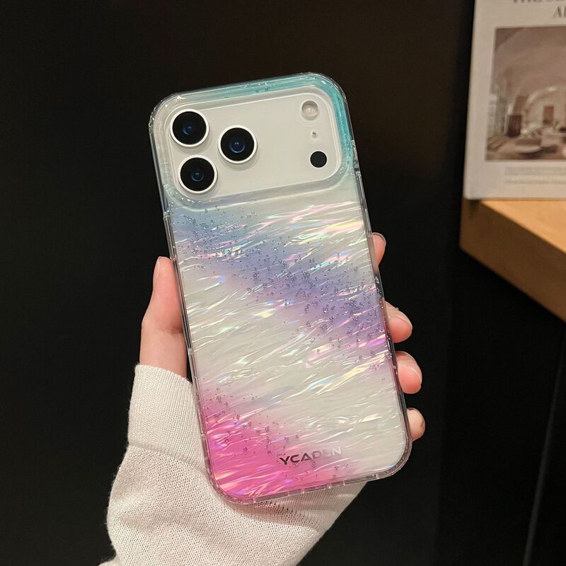 适用iPhone17promax鎏云贝纹手机壳苹果16Pro渐变炫彩15Pro保护套|undefined