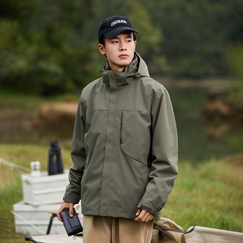 Jacket Detachable Three-In-One Autumn and Winter 2025 New Velvet Windproof and Waterproof Work Clothes with Group Printed Logo