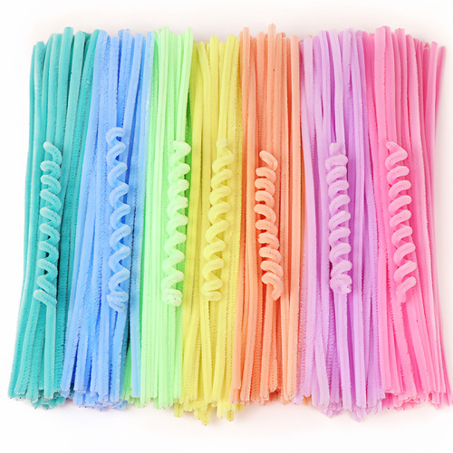 Macaron color twist stick diy material package wholesale simulated plush top folding stick twist stick material bouquet