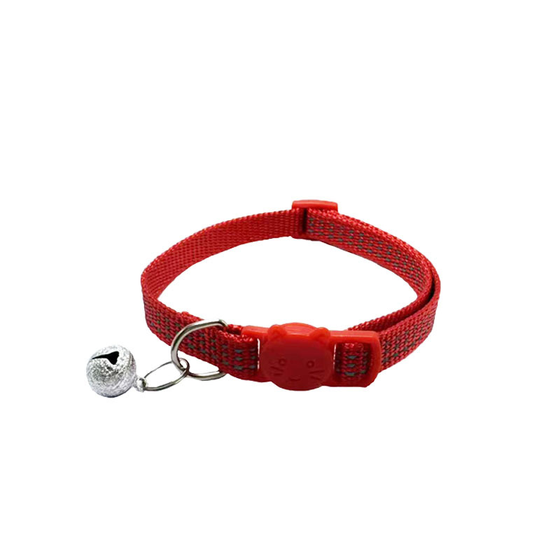 Pei Pei nuevo producto de seda reflectante botón de gato de color collar de gato reflectante ajustable botón de seguridad correa campana esmerilada
