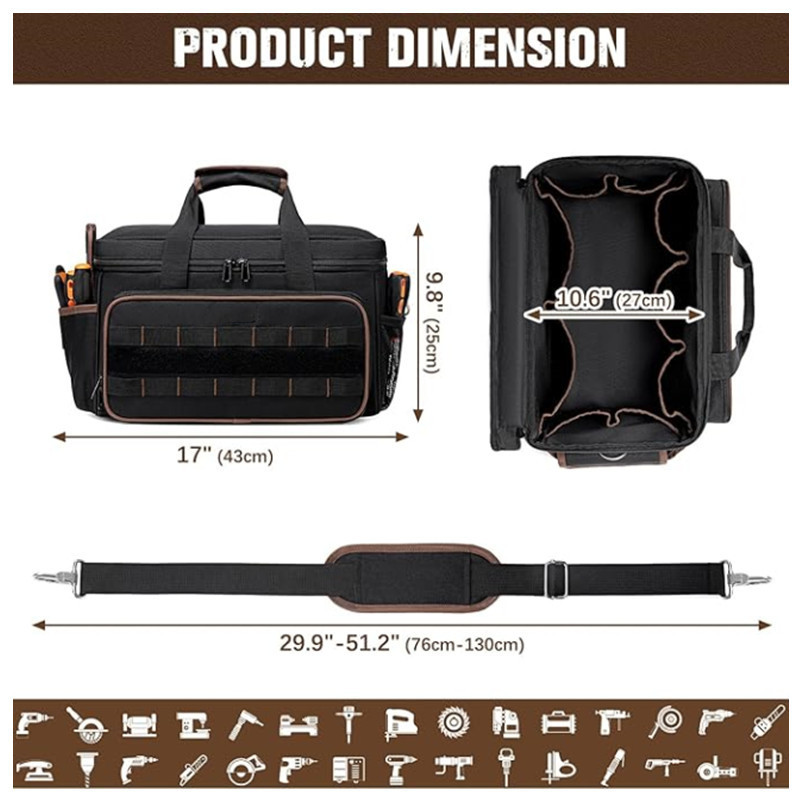 Amazon en stock nuevo engrosado Oxford 17 pulgadas kit de herramientas de mano pesada de tramo oblicuo