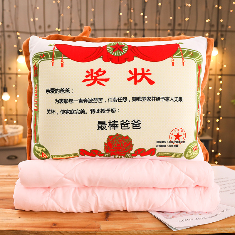Gift for dad [small certificate pillow air conditioner quilt 2-in-1]
