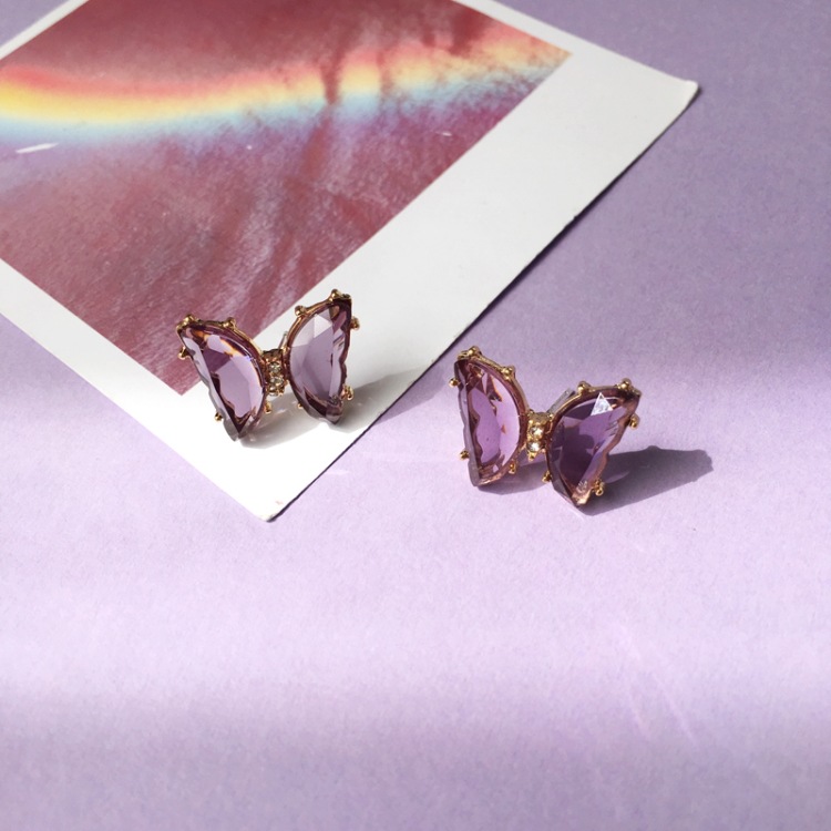 Summer Fashion Butterfly Earrings Purple Diamond Earringspicture12