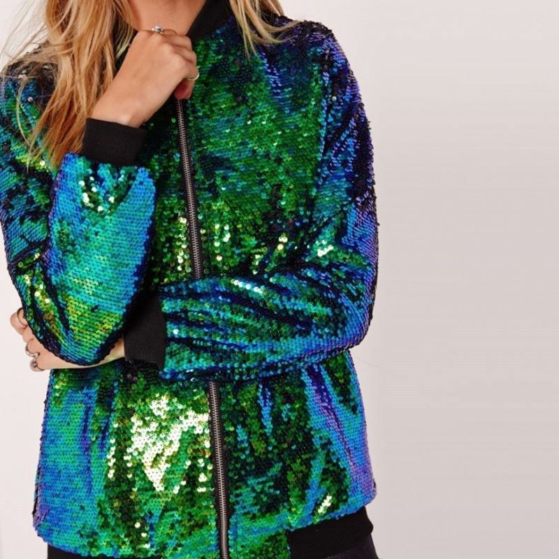 Womens jacket XL sequin baseball uniform jacket female uniforme de béisbol