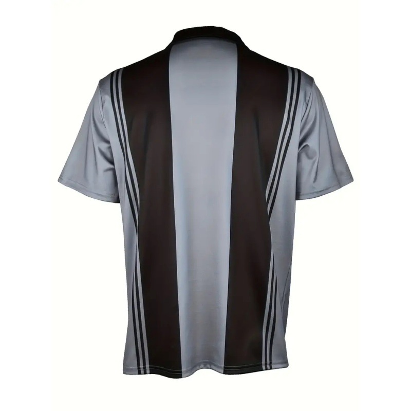 AliExpress Cross-border de los hombres de la calle principal de Europa y América, ancho de hombro, manga corta suelta, cremallera, camisa POLO, impresión a rayas 3D