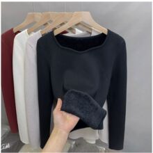 一体绒毛衣女加绒加厚打底衫秋冬新款圆领外穿新品衫内搭上衣