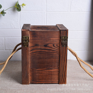 Wooden liquor box wine jar packaging box pine wine box creative single bottle liquor gift box factory direct sales