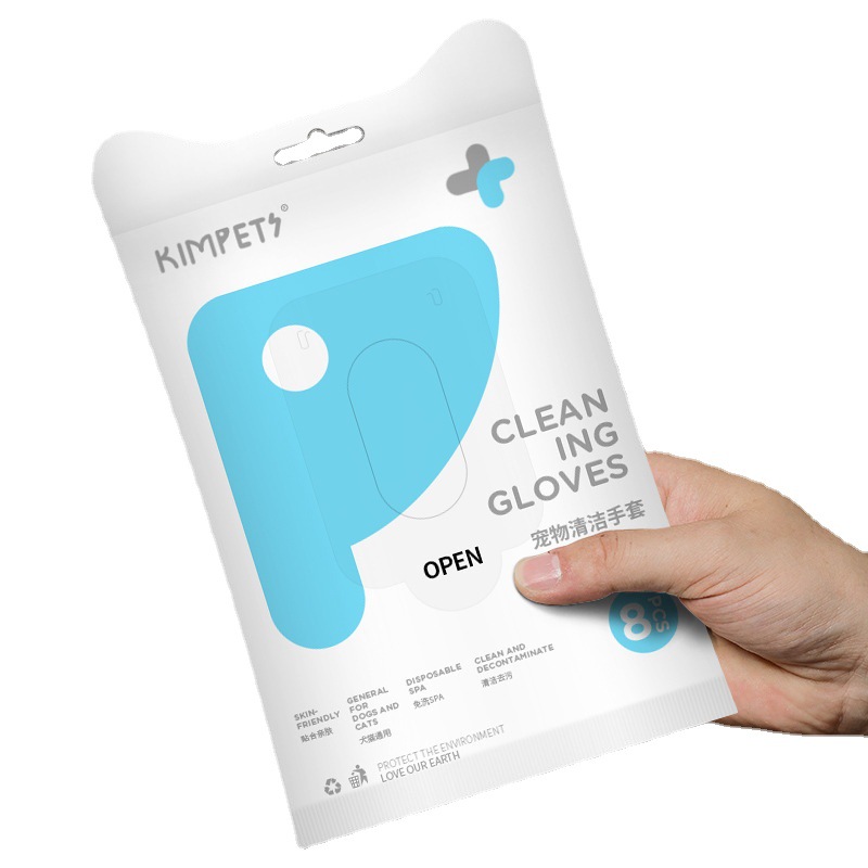 Guantes desechables perfumados para mascotas de embalaje personalizado Guantes de limpieza de limpieza de gatos desechables para baño de perros y desodorización