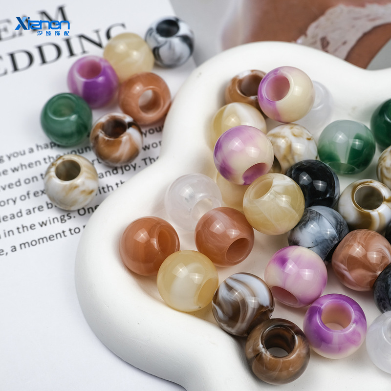 Large hole two-color imitation jade perforated beads acrylic bracelet shoe flower clothing accessories diy accessories jewelry materials Large hole two-color imitation jade perforated beads acrylic bracelet shoe flower clothing accessories diy accessories jewelry materials