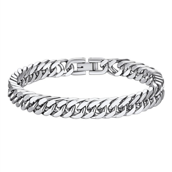티타늄 스틸 4 면 연삭 더블 짠 팔찌 힙합 트렌디 한 올 매치 남녀 간단한 쿠바 팔찌 보석 버클 팔찌