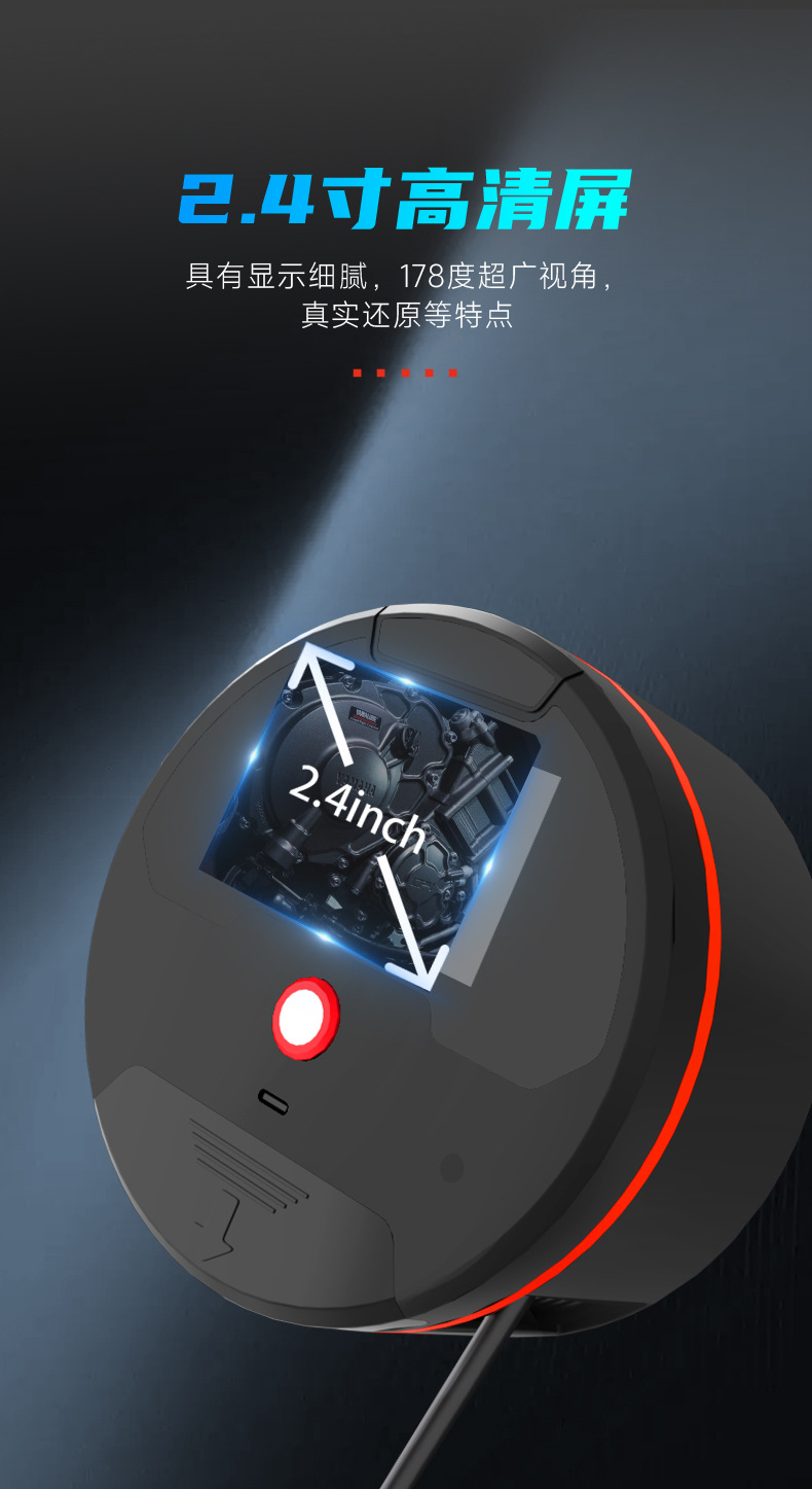 Yüksek Çözünürlük 2.4 İnç Ekran Endüstriyel Borescope 2 Megapiksel 8mm Oto Tamiri Boru Hattı Motor İnceleme Kamerası Su Geçirmez