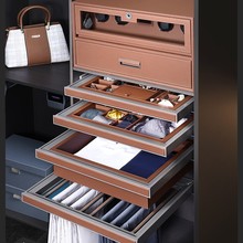 衣柜拉篮抽屉式首饰盒抽拉裤架内置衣帽间伸缩格子抽滑轨五金配件