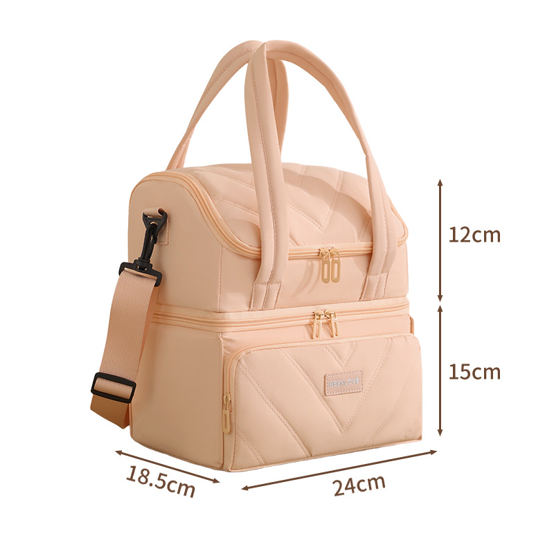 Amazon doble bolsa de almuerzo transfronteriza de gran capacidad bolsa de almuerzo de almuerzo de almuerzo de camping bolsas de aislamiento de hombro portátiles