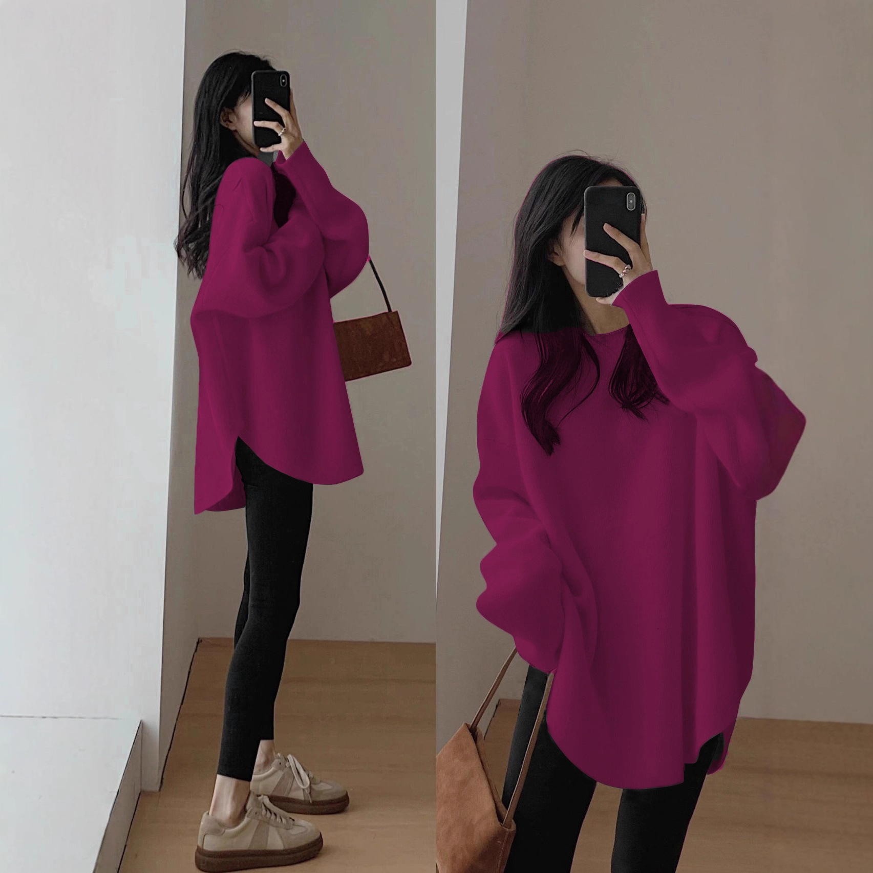 Tops a juego con pantalones Shark, nuevo estilo otoño/invierno 2025, camiseta térmica de manga larga de longitud media para mujer, camiseta básica blanca holgada. image 6