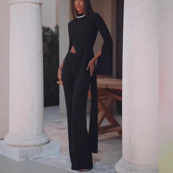 sexy fitted long-sleeve with a round collar