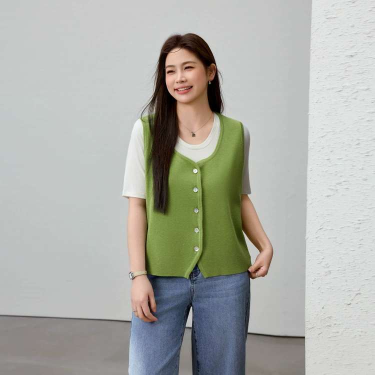 [Ленивый ветер свободный сплошной кардиган жилет] Цветное шоу большой размер женский толстый mm2025 летний новый