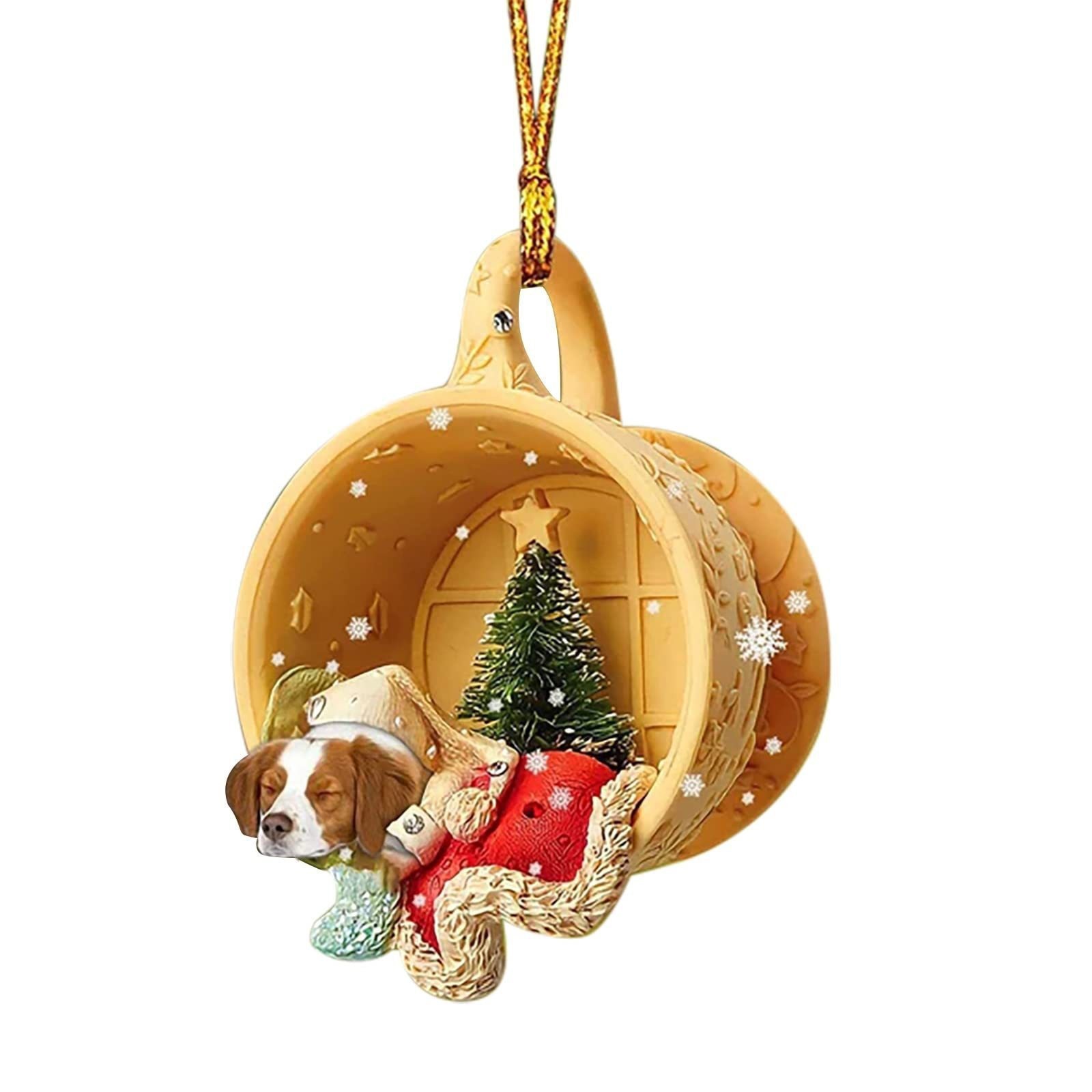 Transfronterizo nuevo acrílico taza plana perro mascota decoraciones de Navidad coche mochila adornos image 16