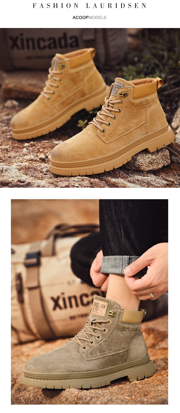 Primavera estate inverno grandi stivali bassi in stile britannico scarpe da lavoro da uomo stivali gialli grandi retrò_voghion.com