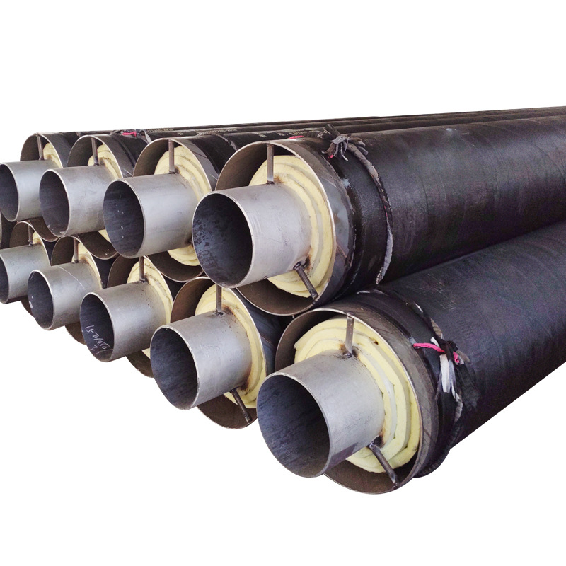 Fábrica de acero prefabricado tubo de aislamiento de vapor enterrado directo lana de vidrio de roca centrífuga tubo de aislamiento compuesto de lana de vidrio