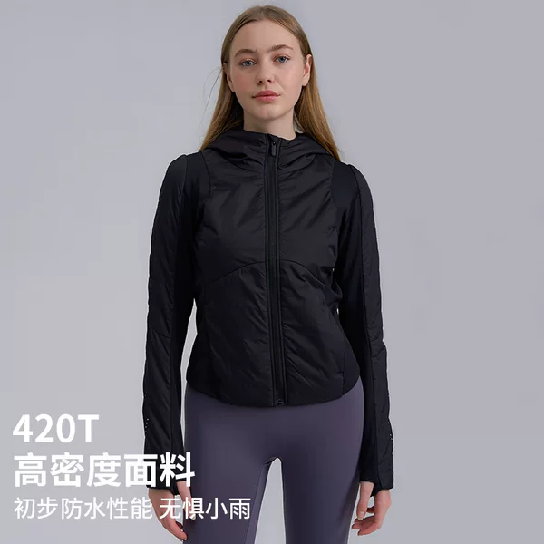 Autumn and Winter Ultra-Light P-Cotton Women's Casual Sports Jacket Running Jacket Yoga Fitness Jacket Hooded Training Cotton Jacket