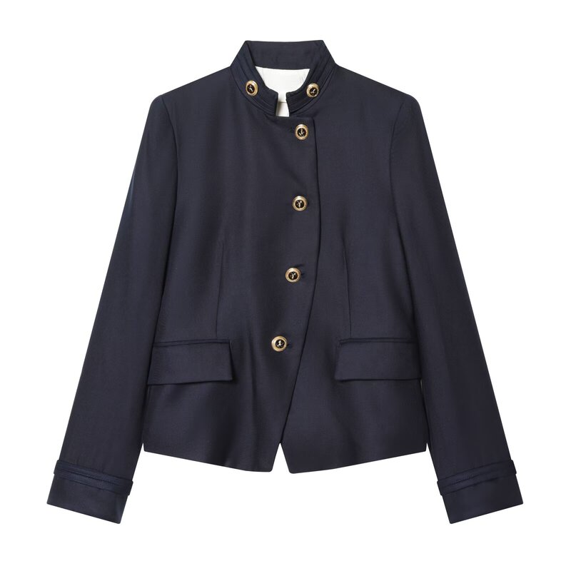 Pb&Za Cross-Border Women's Clothing Elegant Commuter Long-Sleeved Stand-Up Collar Gold Button Embellished Slim-Fitting Suit Short Jacket 2730564 Pb&Za Cross-Border Women's Clothing Elegant Commuter Long-Sleeved Stand-Up Collar Gold Button Embellished Slim-Fitting Suit Short Jacket 2730564