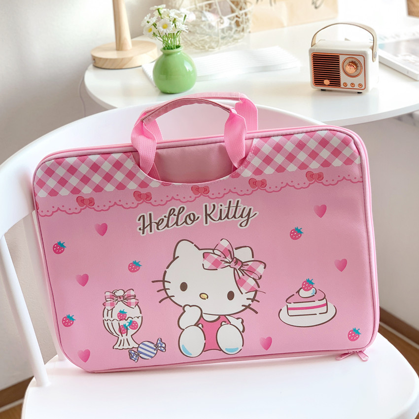 Bolso de computadora portátil de 16 pulgadas de gran tamaño, bolso de tableta iPad de dibujos animados, maletín de maleta enchufable