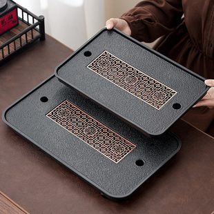 Tea Tray Wujin Light Luxury Tray New Drainage Kung Fu Household Tea Set Tea Table Water Storage Small Dry Bubble Tray with Water Pipe