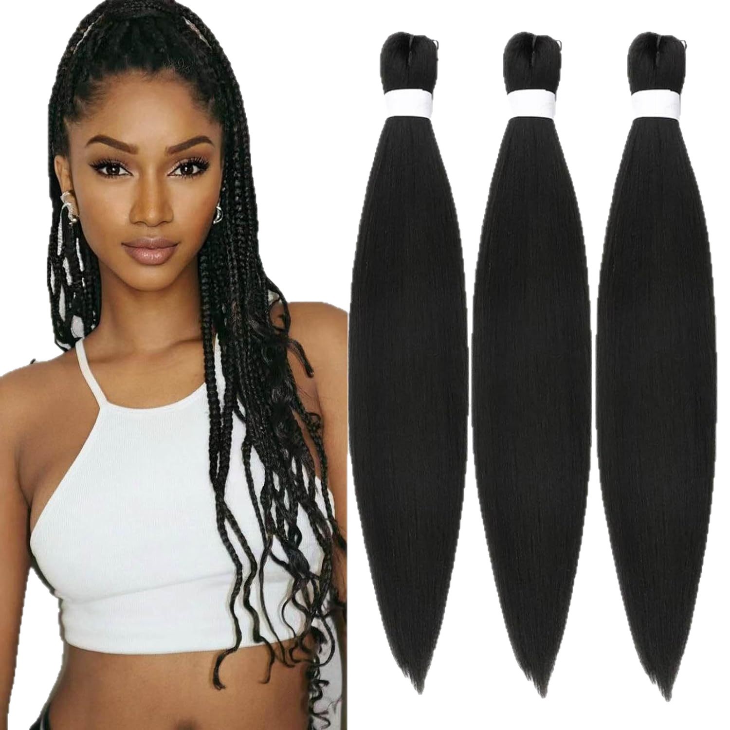 Cabello para Trenzas Africanas EZ 26 pulgadas 90g de Fibra Sintética de Baja Temperatura, Esponjoso y Suave image 6