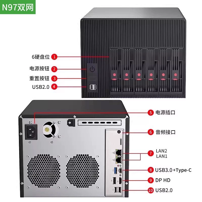倍控 NAS материнская плата сервер 6 дисков N100 quad-core, сетевая карта 2.5G, виртуальная машина, программный маршрутизатор freenas