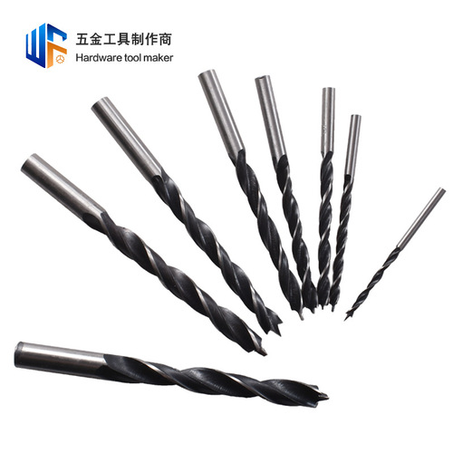 Three-point woodworking twist drill bit 3-10mm multi-specification round handle wood plastic positioning punching hole woodworking drill bit