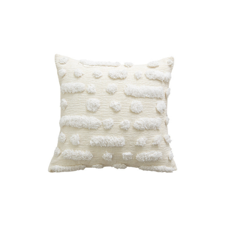 Cream lienzo bordado funda de almohada estilo nórdico ligero lujo cojín de sofá geométrico decoración de hoteles residencial funda de almohada