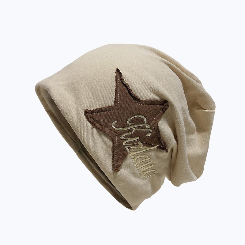 Algodón universitaria americana sombrero de pila de viento para mujeres otoño y invierno nicho de marea inins estrella gorro de protección de orejas gorro de luna