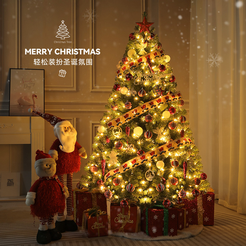 Árbol de Navidad al por mayor en stock con luces DIY, pieza decorativa grande, modelo nuevo 2024, estilo INS de alta gama.