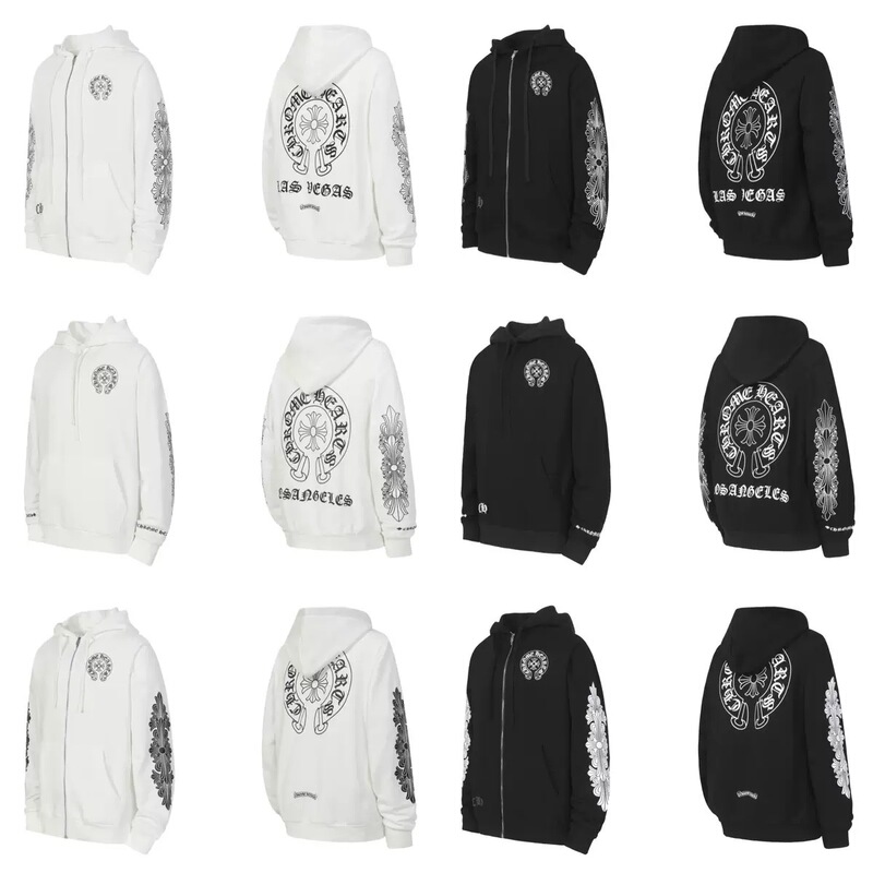 Chro's New Cross and Horseshoe Pattern Sanskrit Zipper Jacket, Unisex Hooded Sweatshirt, Loose Printed Jacket