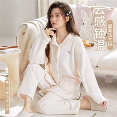 睡衣女加厚保暖珊瑚绒套装萌趣法兰绒睡衣