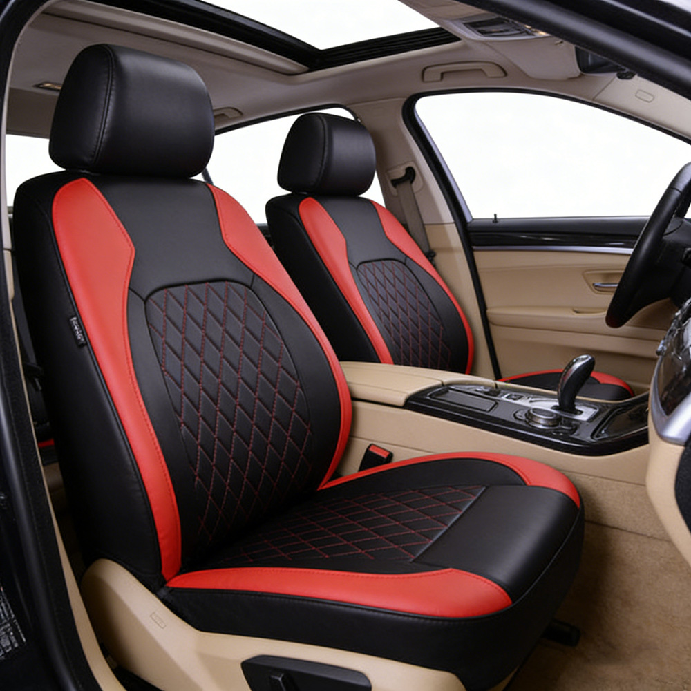 Cuerpo de asiento de cuero de paréntesis universal fabricantes de cubierta de asiento de automóvil empalmado pu cuero de una sola línea de cuero de cuadrillas cojín de asiento transpirable