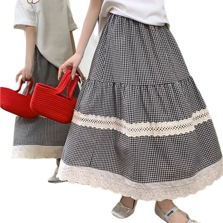 Retro summer long skirt, high waist, A-line, mid-length