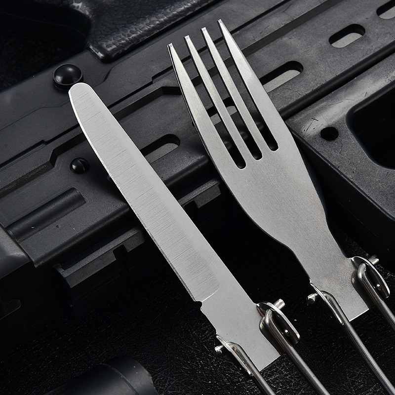 Small universal foldable travel handheld set stainless steel, tableware