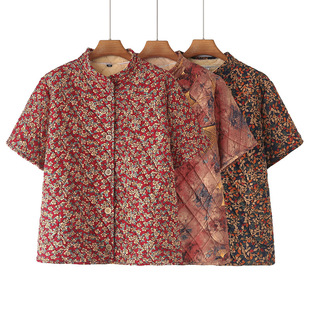 Middle-aged and elderly plus size waistcoat female fat grandmother plus fat half sleeve cotton horse clip 200kg mother fleece-lined warm cotton-padded clothes