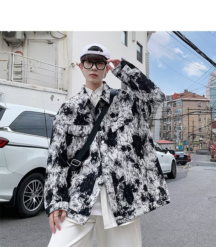 Giacca di jeans uomo tie dye oversize stile streetwear_voghion.com
