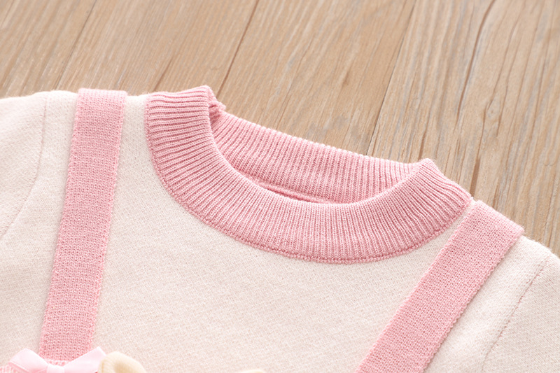 Coniglio cartone animato per bambina finto 2 pezzi di lana autunno inverno, abito da principessa lavorato a maglia elegante e carino per bambina_voghion.com