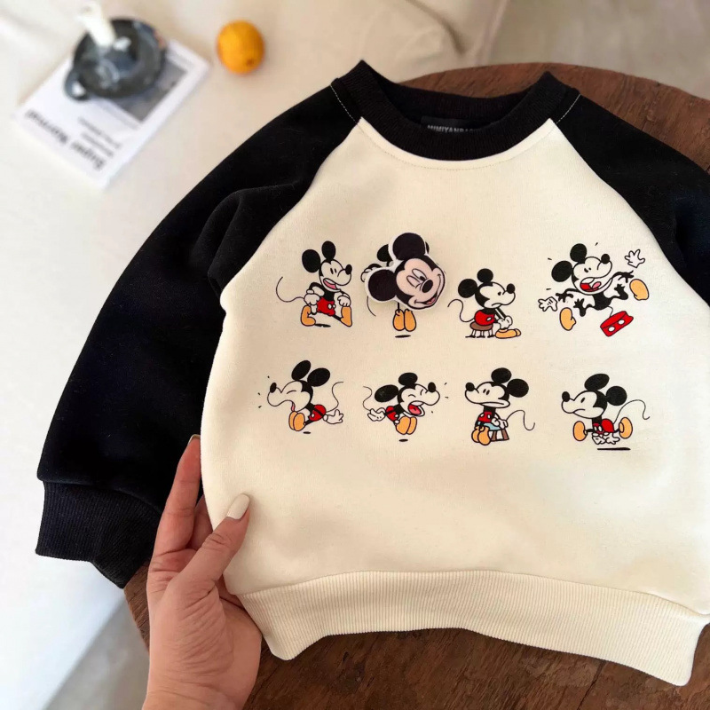 Children's Cartoon Sweater for Boys and Girls One-piece Velvet Autumn and Winter Children's Long Sleeve Top fleece-lined Baby Contrast Base Shirt Children's Cartoon Sweater for Boys and Girls One-piece Velvet Autumn and Winter Children's Long Sleeve Top fleece-lined Baby Contrast Base Shirt