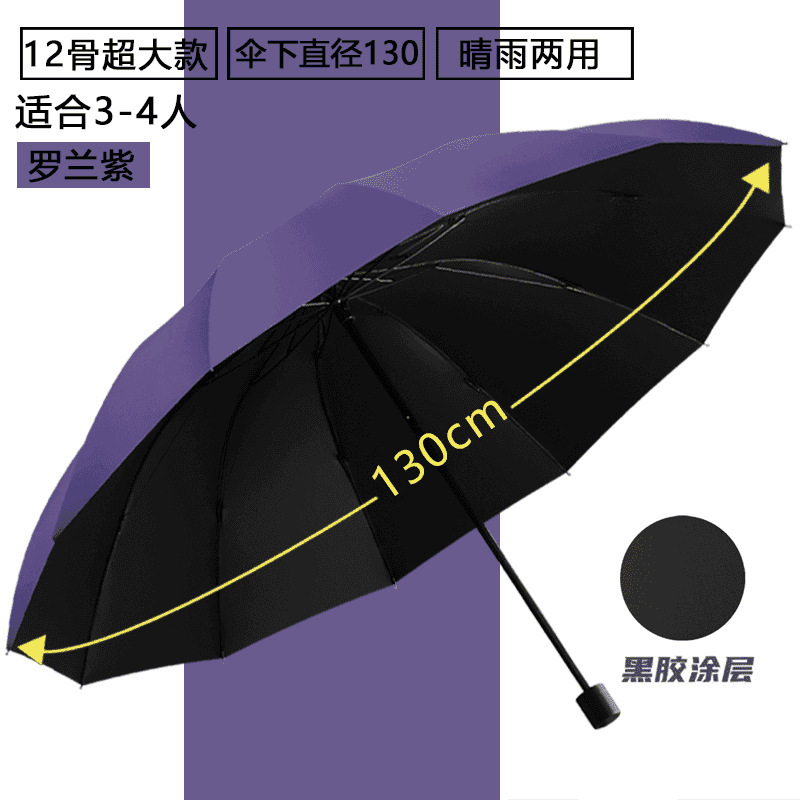 特大号雨伞男女超大号双人三人折叠伞晴雨两用黑胶防晒遮阳大阳伞|undefined