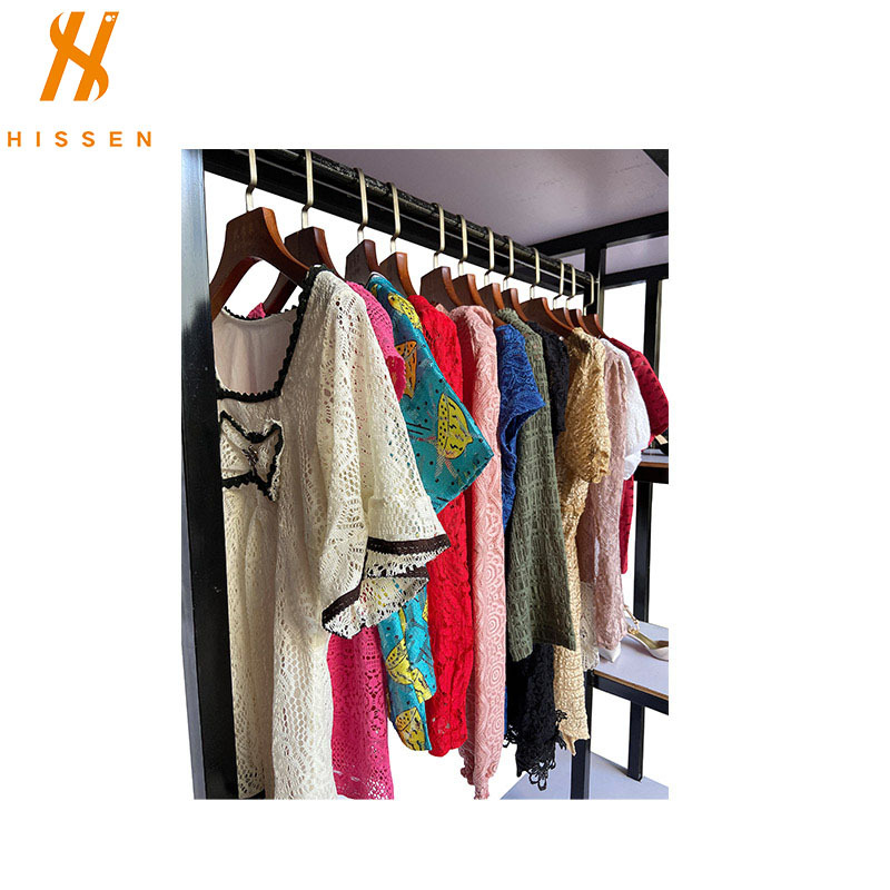 混批二手衣服蕾丝短袖second hand lace Tshirts外贸出口格林纳达