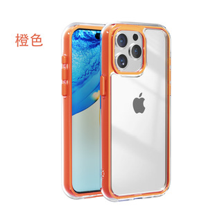 For Apple 16ProMax Simple Solid Color iPhone15 Phone Case 14 Metal 13 Transparent Groove Anti-drop Women