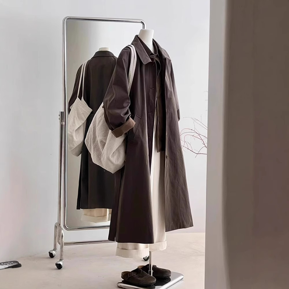 Japanese-Style Coffee-Colored Trench Coat for Women 2025 Spring and Autumn New Petite Mid-Length Early Autumn Casual Korean Hepburn Style