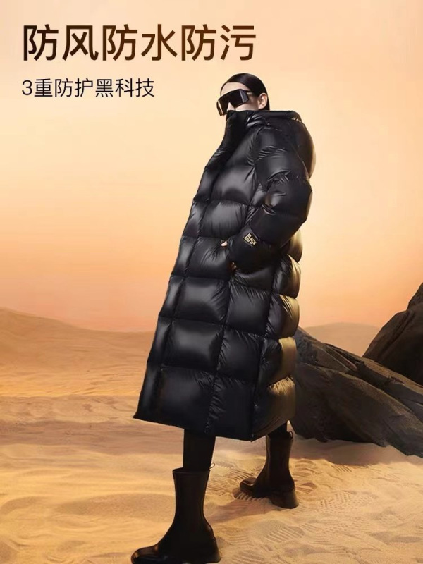 现货男女鹅绒羽绒服黑色金标3倍泡芙2025新款长款厚冬季羽绒外套|undefined