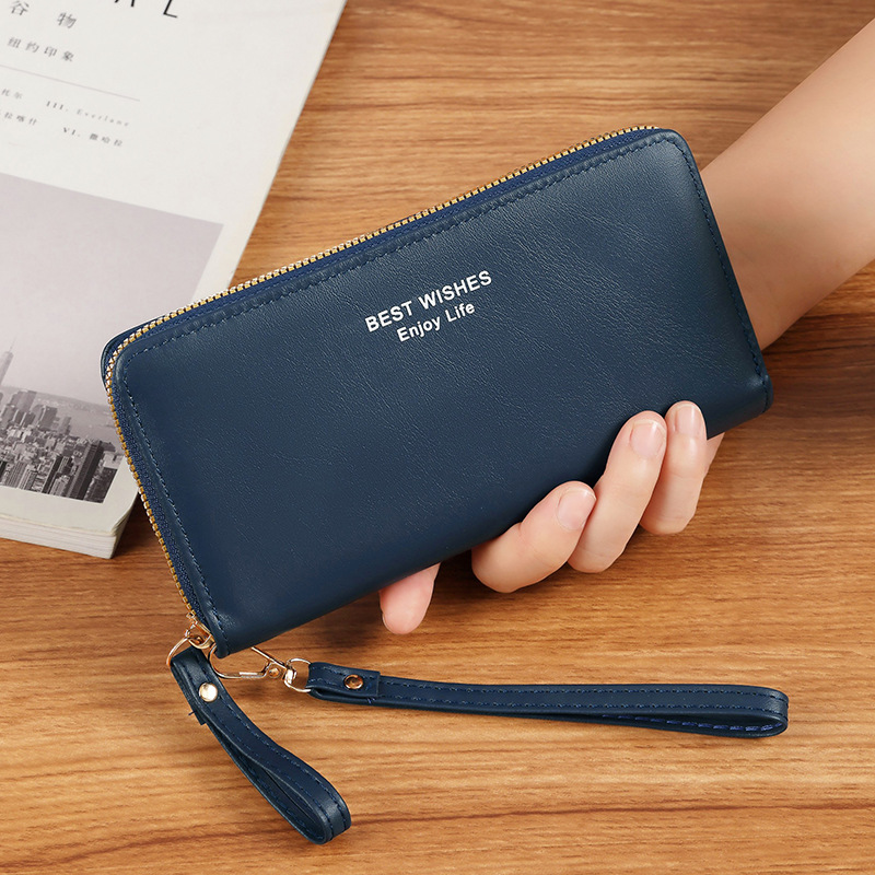 Nueva versión coreana de la billetera larga de damas, billetera de negocios de lujo ligera, moda multi-tarjeta billetera con cremallera al por mayor