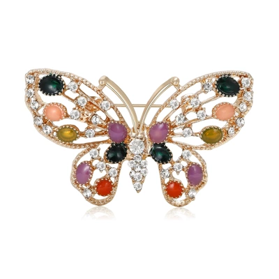 European and American Fashion Creative Hollow Butterfly Enamel Brooch Exquisite and Elegant Alloy Rhinestone Brooch Manufacturer Direct Sales Wholesale
